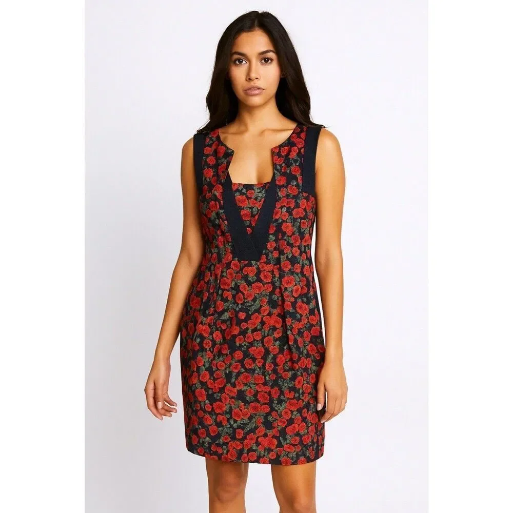 Anthropologie NWT Small Vintage Red Floral Poppy Dress Chic Coquette Dainty - Picture 2 of 8